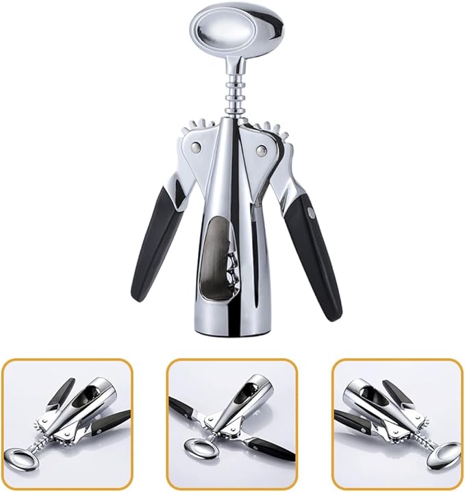Heavy Duty Zinc Alloy Wine Corkscrew Bottle Opener Multifunctional Manual Can Opener for Kitchen Bar and Home Use
