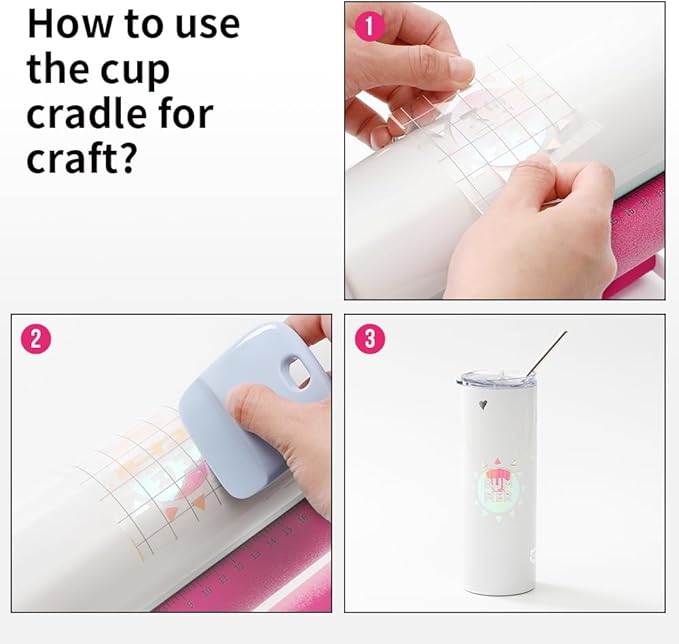 PYD Life Cup Tumbler Cradle Holder for Crafting Vinyl Application Pink with Foam Measurements 3 Adjustable Width for Tumblers Cups Mugs Bottles Epoxy Crafts
