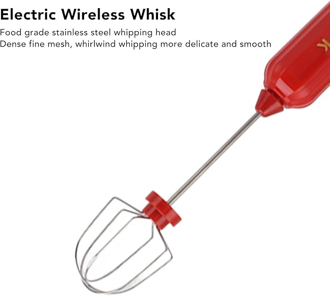 Handheld Usb Rechargeable Milk Foam Maker With 2 Stainless Whisks Electric Mini Mixer 3 Speeds For Coffee Matcha Latte Cappuccino Hot Chocolate(Red)