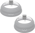 2 Pack Microwave Splatter Cover Glass Guard Lid with Collapsible Silicone for Food Pot Plate 8.5 inch and 9.8 inch Grey, Tall Lid and Standard Size Lid