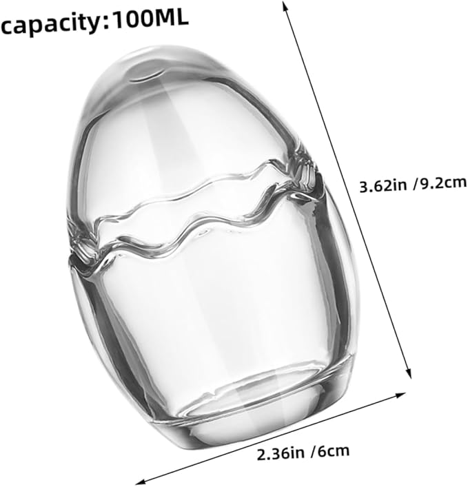 Cabilock 6pcs Heat Resistant Glass Egg Shaped Pudding Cups with Lids Reusable Transparent Yogurt Jars for Meal Prep Desserts and Snacks