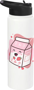 Kawaii Milk Cow Retro Japanese Strawberry Strawberry Milk Stainless Steel Insulated Water Bottle