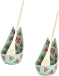 Temp-tations by Tara Standing Spoon Rest for Kitchen Counter with Wooden Spoons in Watermelon - Set of 4 Farmhouse Spoon Rests for Stove Top, Cottage Core Decor Kitchen Accessories for Countertop