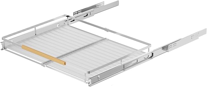 SANNO Expandable Pull Out Drawers for Kitchen Cabinets Organizer, Sliding Shelf Under Cabinet Organizers Expandable Dish Drying Rack On Counter