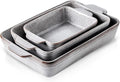 KOOV Bakeware Set, Ceramic Baking Dish Set, Rectangular Casserole Dish Set, Lasagna Pan, Baking Pans Set for Cooking, Cake Dinner, Kitchen, 9 x 13 Inches, Reactive Glaze 3-Piece, Variable Grey