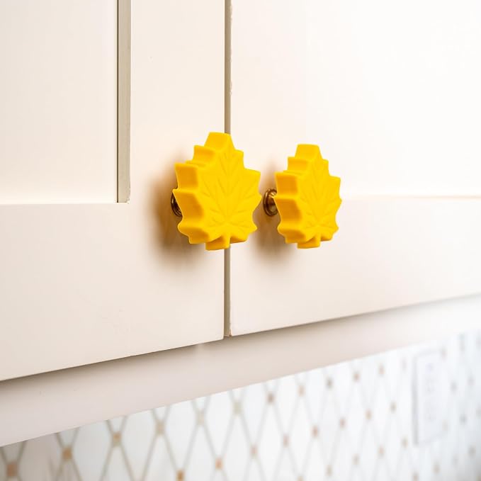 Knobēz: Decorative Knob Covers - Fall Leaf - 12pk - Stretch Over Hardware Decorations, Cozy Seasonal Autumn Colors, Kitchen-Bathroom-Dressers-Home