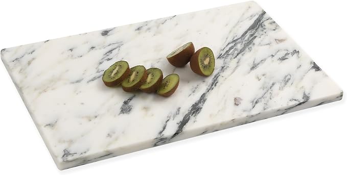 White Marble Cutting Board, 12x20 Inch Marble Pastry Board With Non-Slip Feet For Cheese, Charcuterie, Dough, Chocolate, Dessert, Pack Of 1 Piece