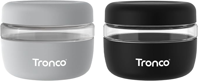 Tronco 16 oz Glass Food Storage & Lunch Bowl Containers with Airtight Lids | Leak & Spill Proof Meal Prep Container & Food Storage Jar for Lunch, Salad, Oats, Soup, BPA-Free, Microwave & Dishwasher Safe