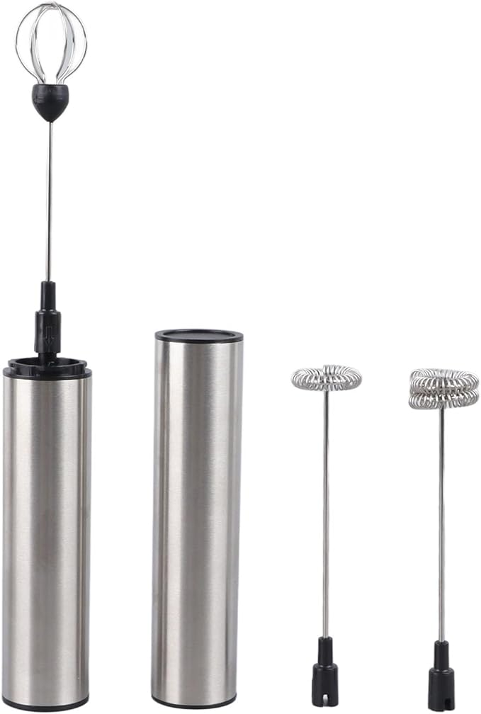 Electric Whisk, USB Rechargeable Handheld Electric Whisk with Multi Speed for Milk Frothing Coffee Mixing and Kitchen Blending Compact Foam Maker for Hot or Cold Beverages