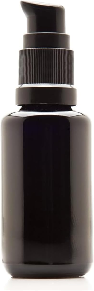 Infinity Jars Ultraviolet Glass Push Pump Bottle 30 Ml (1 fl oz) Refillable Containers for Lotion Homemade Cosmetics Make-up Skin Care Cream, Lotion, Shampoo, Conditioner Dispenser Bottles