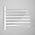 GERZWY Bathroom 6 Arms Swing Arm Towel Bars Wall Mount Bath Towel Rack Hanger Stainless Steel Towel Holder Organizer, White