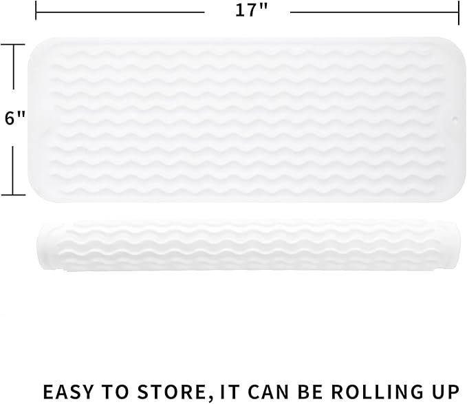 MicoYang Silicone Dish Drying Mat for Multiple Usage,Easy clean,Eco-friendly,Heat-resistant Silicone Mat for Kitchen Counter,Sink,Bar,Bottle,or Cup Translucent M 17 inches x 6 inches