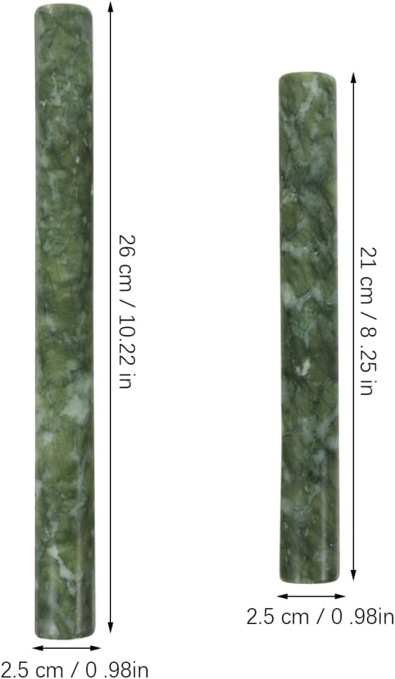 Amosfun Marble Dough Roller 2pcs Chinese Jade Stone Rolling Pins Dough Roller Pizza Rolling Pin Dumpling Roller Kitchen Tools Baking Supply