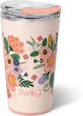 Swig Life 24oz Party Cup, Stackable Insulated Travel Coffee Tumbler with EZ Slider Lid, Cup Holder Friendly, Stainless Steel 24 oz Tumbler, Reusable Coffee Mug (Full Bloom)