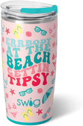 Swig Life 22oz Insulated Tumbler, Travel Coffee Tumbler with Lid, Cup Holder Friendly Travel Coffee Mug, Stainless Steel, 22 oz Tumblers, Reusable Insulated Mug with Lid (Errbody Beach)