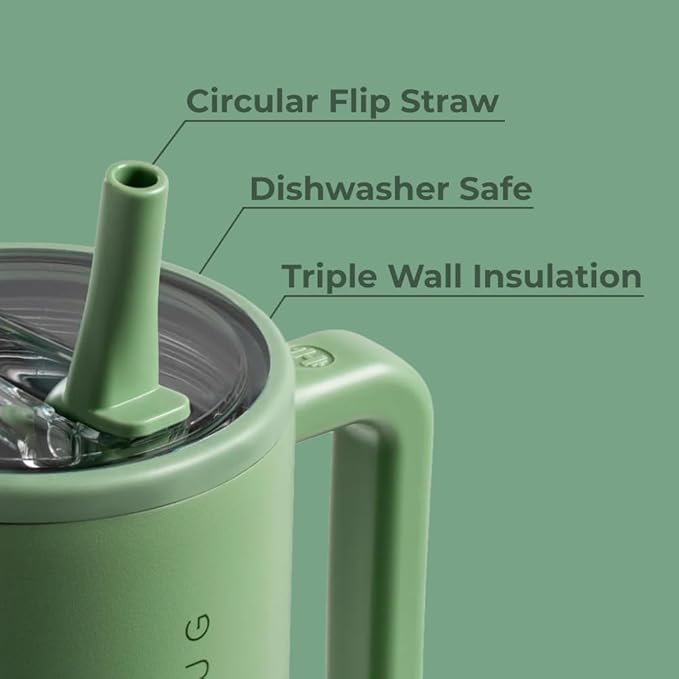 HydroJug Traveler 40oz, Insulated Tumbler with Handle & Straw, Sage