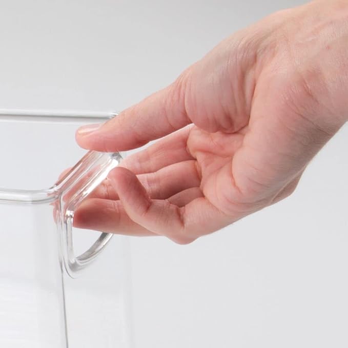 mDesign Small Plastic Nursery Storage Container Bins with Handles for Organization in Cabinet, Closet or Cubby Shelves - Organizer for Baby Food, Bibs, Formula - Ligne Collection - 4 Pack - Clear