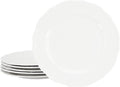 Elama Henryi 6 Piece Embossed Rim Detail Porcelain White Dinner Plate Set, Tableware Set, Serveware (6 Pc Dinner Plate)