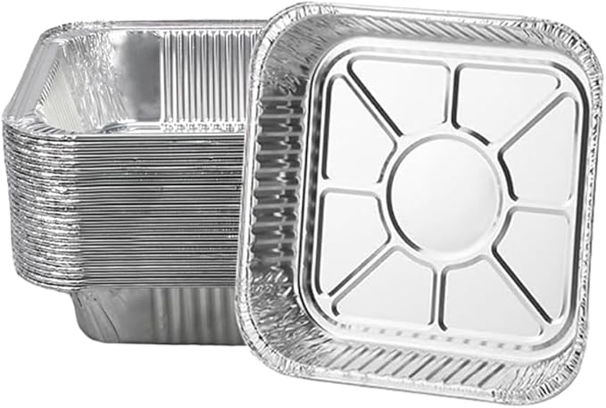 Non-Stick Disposable Air Fryer Aluminum Foil Liners Square 50PCS, Oil-Proof Aluminum Foil Tin Box Also for Steamer Basket Instant Pot Oven & Grill (8 * 8 Inch-Square)
