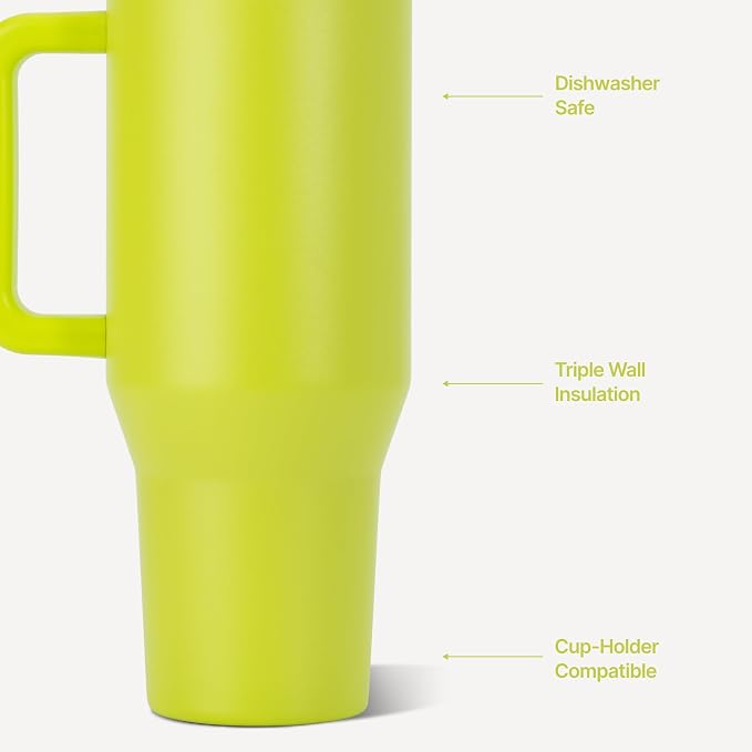 HydroJug Traveler 32oz, Insulated Tumbler with Handle & Straw, Lemon Lime