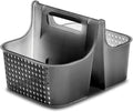 madesmart Large Premium Portable Shower Caddy, Hold Soap, Shampoo, Hair Supplies and Beauty Products, Cleaning Supplies Organizer for Home, Dorm, Plastic Shower Tote, Soft Handle, Smoke