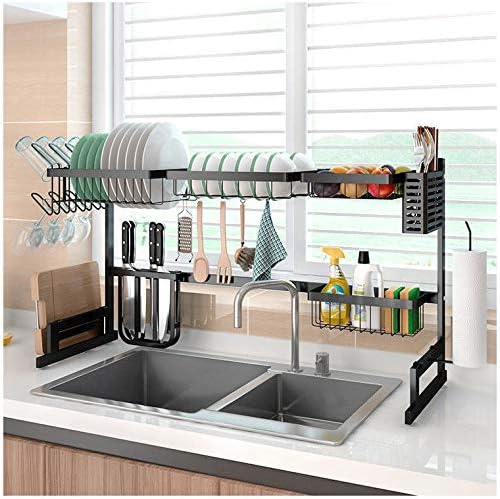 HTTMT- Over The Sink Dish Drying Rack Shelf Stainless Steel Storage Cutlery Holder 33" [P/N:ET-DISHRACK002]