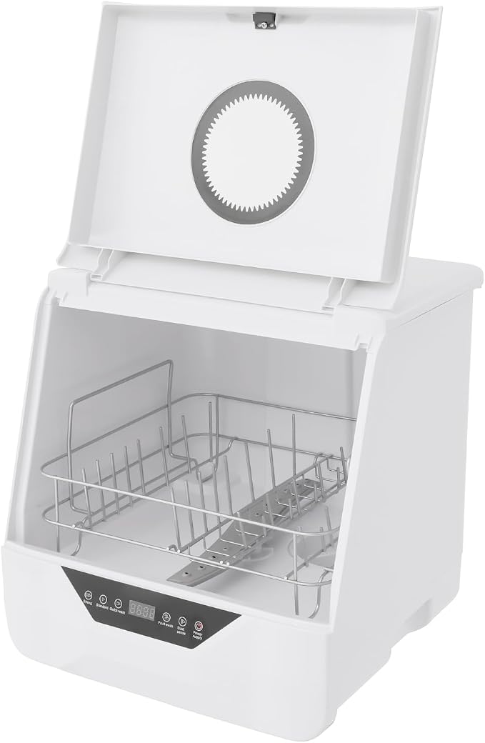 800W 110V Portable Countertop Dishwasher, Mini Dishwasher with 4 Wash Modes for Small Houses, Flats, Boats and Campervans,for Daily Needs of Families of 2-5 People