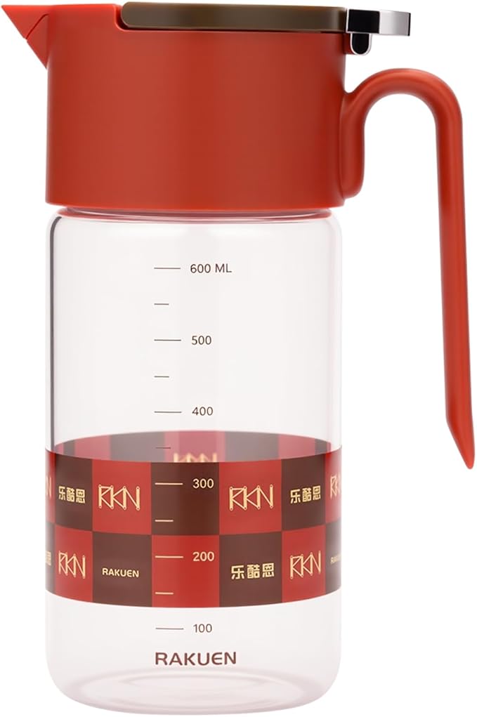 20oz/600ml Glass Olive Oil Sprayer for Cooking – 2 in 1 Olive Oil Dispenser Bottle for Kitchen Gadgets and Air Fryer Accessories, Salad, BBQ (Red)