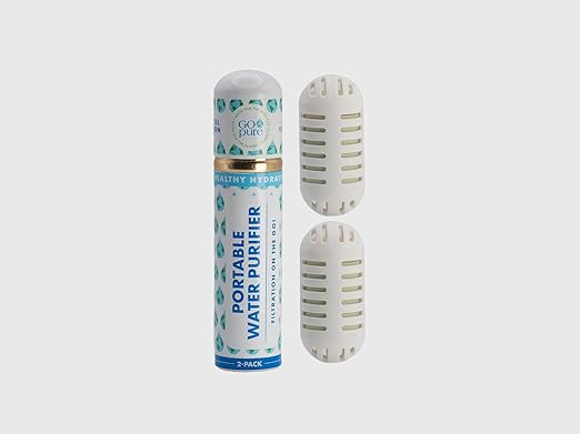 PURIBLOC GOpure Water Purifier, Portable Water Filter, Pod Water Filter System, Ideal for Camping, Backpacking, Running Water Bottle, and More, Pack of 2