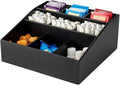 Restaurantware-11.75 x 5.5 Inch Coffee Condiment Organizer, 1 Square Creamer Organizer - 9 Compartments, Break-Resistant, Black Bamboo Coffee Accessory Caddy, Won't Chip, For Sugar Packets & Creamers