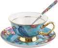Bone China Blue Bird Tea Cup with Saucer Spoon 3 Piece Set（7oz） Cappuccino Cups, Coffee Cups, Tea Cup Set, British Coffee Cups, Porcelain Tea Set, Latte Cups, Mother's Day Gift