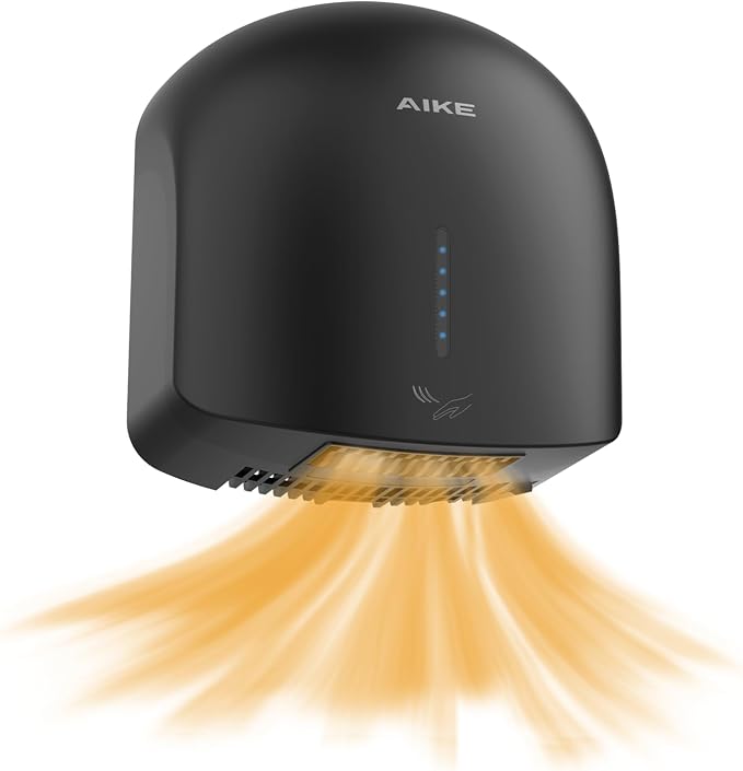 AIKE GentleAir Warm Hand Dryer& Automatic Soap Dispenser, Model AK2637 & AK1216 Black