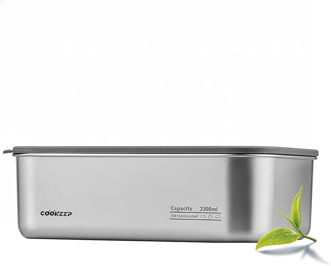 77oz/2300ml Stainless Steel Food Containers,Stainless Steel Containers with Lids,Snack Containers,Lunch Box,Easy Clean,Airtight&Leakproof for Kitchen Storage,Dishwasher Safe,BPA-Free