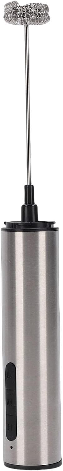 Naroote USB Rechargeable Handheld Milk Frother, 800mAh Battery Electric Mixer, Stainless Steel Whisk Frother with Compact Design, Ideal for Cream & Milk Frothing