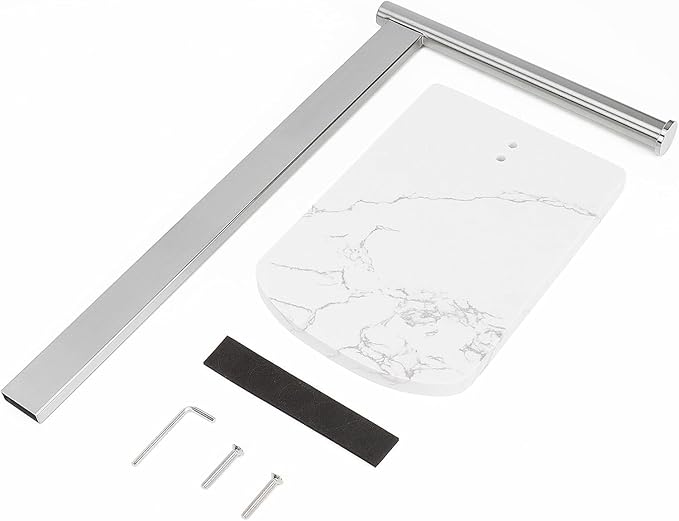 NearMoon Hand Towel Holder with Balanced Marble Base, 304 Stainless Steel Stand Towel Ring L Shape Hand Towel Rack Free-Standing Towel Bar for Bathroom Kitchen Countertop (Single Rod, Brushed Nickel)