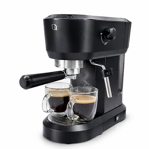 WILLOW Eco Series Espresso Machine 15 Bar with Milk Frother Steam Wand, Built-In Tamper & Hot Water Dispenser, 1350W Espresso Coffee Maker with 40oz Removable Water Tank for Cappuccino, Latte - BLACK