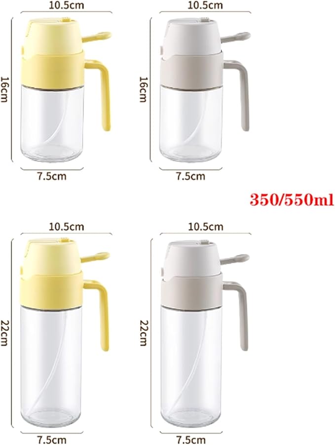 350ml Oil Dispenser and Oil Sprayer, Kitchen Cooking Mist Olive Oil Dispenser, Glass Oil Spritzer Bottle, High Capacity, for Air Fryer, Salad, Frying, BBQ(Yellow)