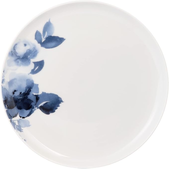 Safdie & Co. Midnight Rose 16 Piece Dinnerware Set, Service for 4, Fiesta Dinnerware, home trends and home food network essentials, White/Blue, 16" L x 12" W x 15" H (HK03715EC)