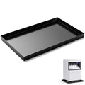 Wesiti 1 Pcs Ice Maker Drain Pan 24" x 15" x 1.5" Water Damage Prevention Galvanized Steel Welded Ice Maker Drain Pan, Leak-Proof Corrosion-Resistant, for Household and Commercial (Black)