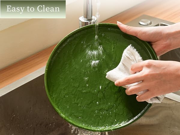 24 Piece Dinnerware Set, Dual Glaze Stoneware Plates and Bowls Sets, Modern Dinner Plate, Salad Plate, Cereal Bowl, Dish Set for 8, Microwave and Dishwasher Safe, Forest Glaze Green