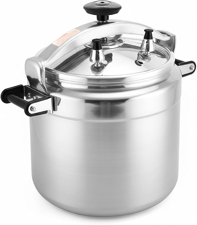 26 Quart Clamp On Pressure Cooker,Heavy-Duty Aluminum Pressure Cooker with Safety Bar Locking Lock, 2 ValvesrFast Cooking,for All Stovetops (Induction Compatible), for Family or Commercial