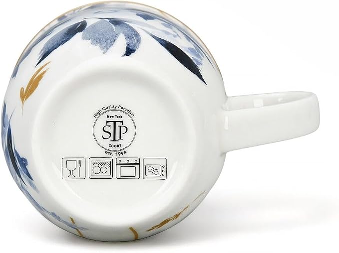 STP GOODS Porcelain Mug 13.5 fl. oz. - Set of 2 in Gift Box Coffee Cup, Gift for Women and Men (Melodie de Fleurs)