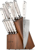 Yatoshi 12 Piece White Knife Block Set - Pro Kitchen Knife Set Ultra Sharp High Carbon Stainless Steel with Ergonomic Handle