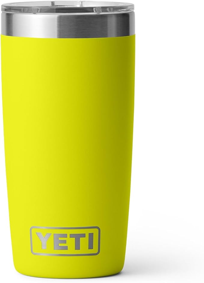 YETI Rambler 10 oz Tumbler, Stainless Steel, Vacuum Insulated with MagSlider Lid, Firefly Yellow | Vacuum Insulated