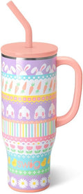 Swig Life 30oz Mega Mug, 30 oz Tumbler with Handle and Straw, Cup Holder Friendly, Dishwasher Safe, Extra Large Insulated Tumbler, Easter Basket Stuffers, Easter Gifts for Women (Bunny Trail)