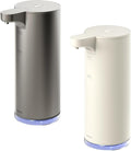 mooas Automatic Foaming Hand Soap Dispenser 2 Set (Ivory & Metal) Stainless Steel Rechargeable 2 Level Adjustable Touchless Soap Dispensers for Kitchen, Bathroom, Commercial 9.4oz Each