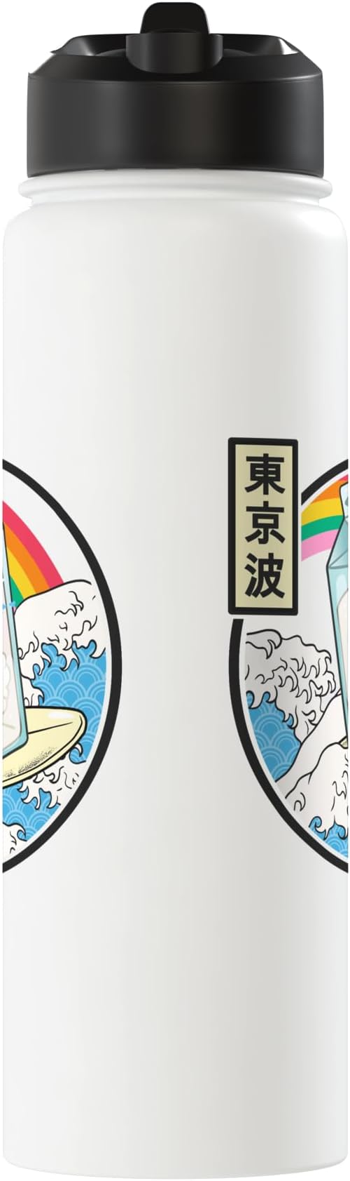 Surfing Milk Carton In Japanese Waves Vaporwave Kawaii Anime Stainless Steel Insulated Water Bottle