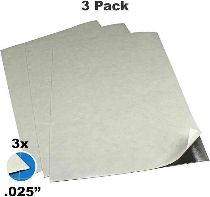 LITKO Flexible Steel Vinyl Magnetically-Receptive Sheet | 3 Pack, 0.025in Thick | Letter Size 8.5x11 inch | Adhesive Backed Peel and Stick | Magnetic Miniatures Storage