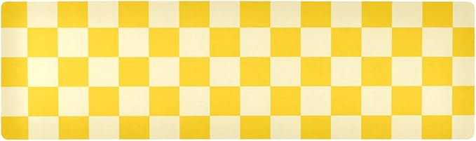 2-in-1 Table Runner Trivet for Hot Dishes Heat Resistant Hot Plate Mat Pad 39x12 Inch Waterproof Table Protector Trivets for Countertop Decorative Checkered Yellow