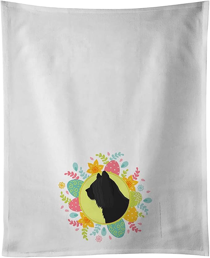 Caroline's Treasures WDK3244WTKT Skye Terrier Easter White Kitchen Towel Set of 2 Dish Towels, White Decorative Bathroom Hand Towel for Hand, Face, Hair, Yoga, Tea, Dishcloth, 19 X 25, White